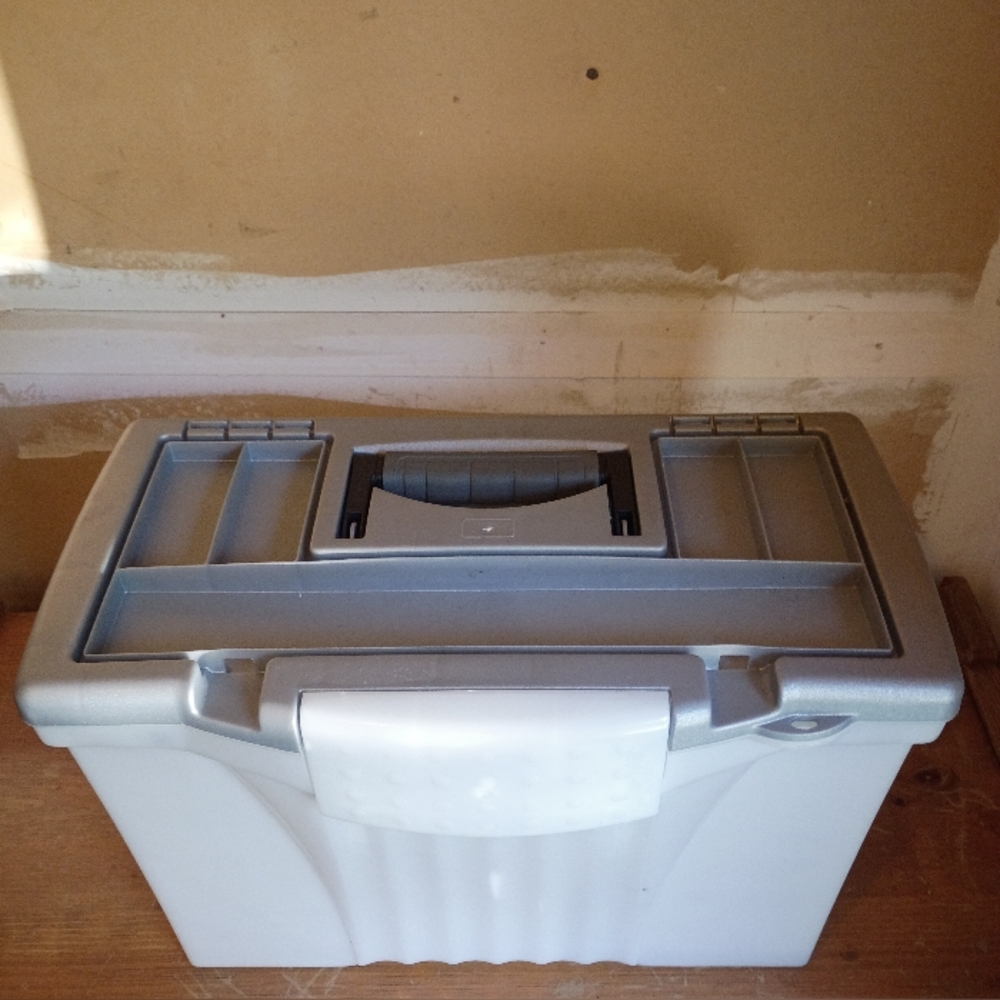 Silver and White File Storage Box